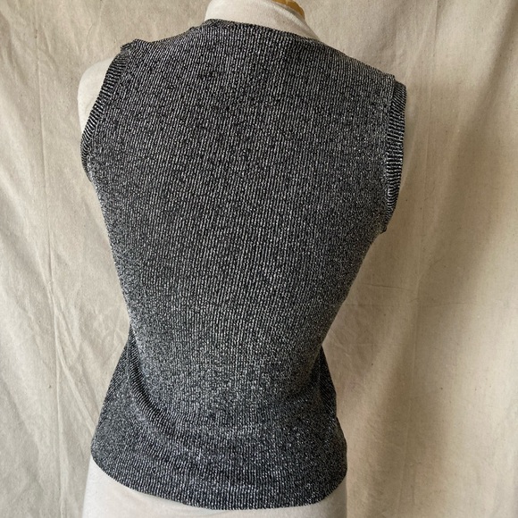 Vintage Silver Metallic Knit Tank Top sis Small - Picture 4 of 4